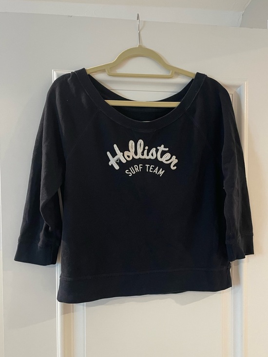 Hollister Tops - Hollister Navy Pullover Sweatshirt with White Script Logo